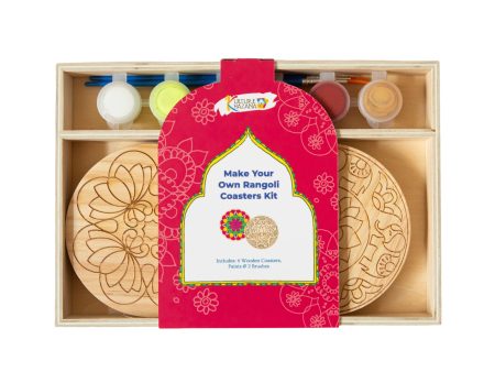 Make Your Own Rangoli Coaster Kit - 4 Wooden coasters on Sale