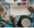 Make Your Own Rangoli Coaster Kit - 4 Wooden coasters on Sale