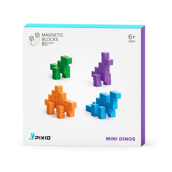 PIXIO Mini Dinos - 80 Magnetic Blocks in 4 Colors Hot on Sale