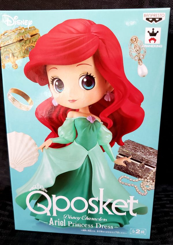 Disney The Little Mermaid Q Posket Ariel Green Dress Figure on Sale