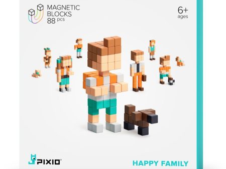 PIXIO Happy Family - 88 Magnetic Blocks in 7 Colors For Sale