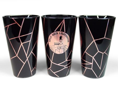 Black Rose Gold Split Rock Pint Glass Cheap